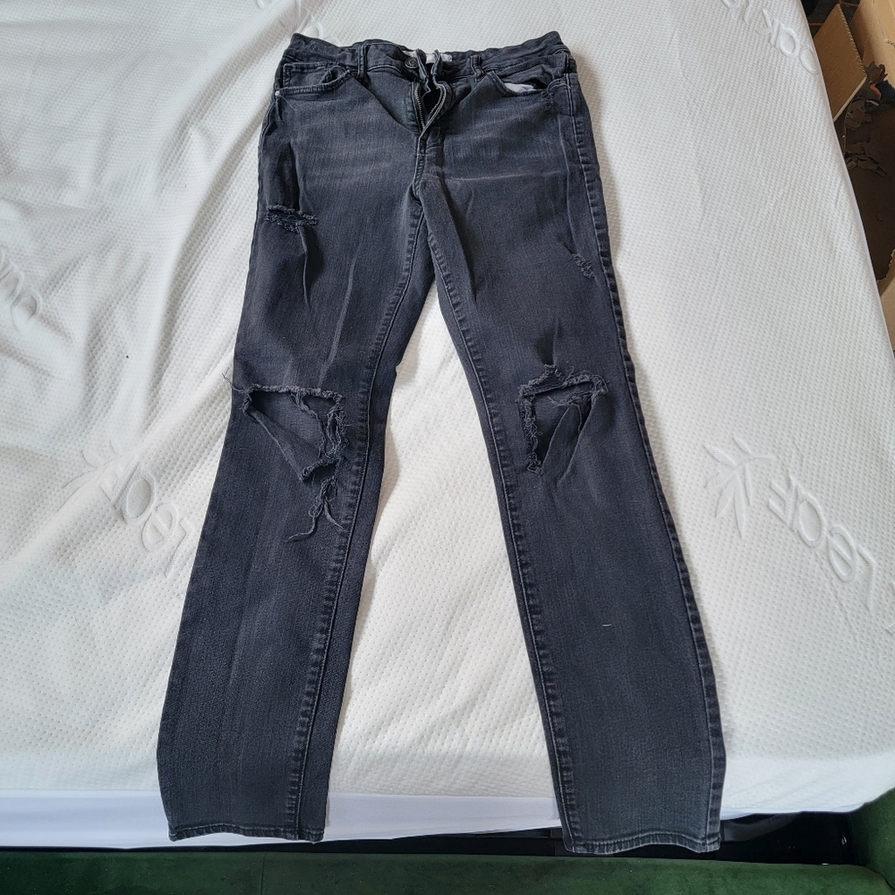 Black Distressed Jeans - RSQ High Rise, 11